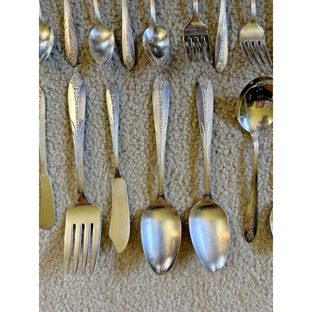 Vintage Silverware National Silver Co Princess Royal Silverplate 1930 Lot Of‎ 32
